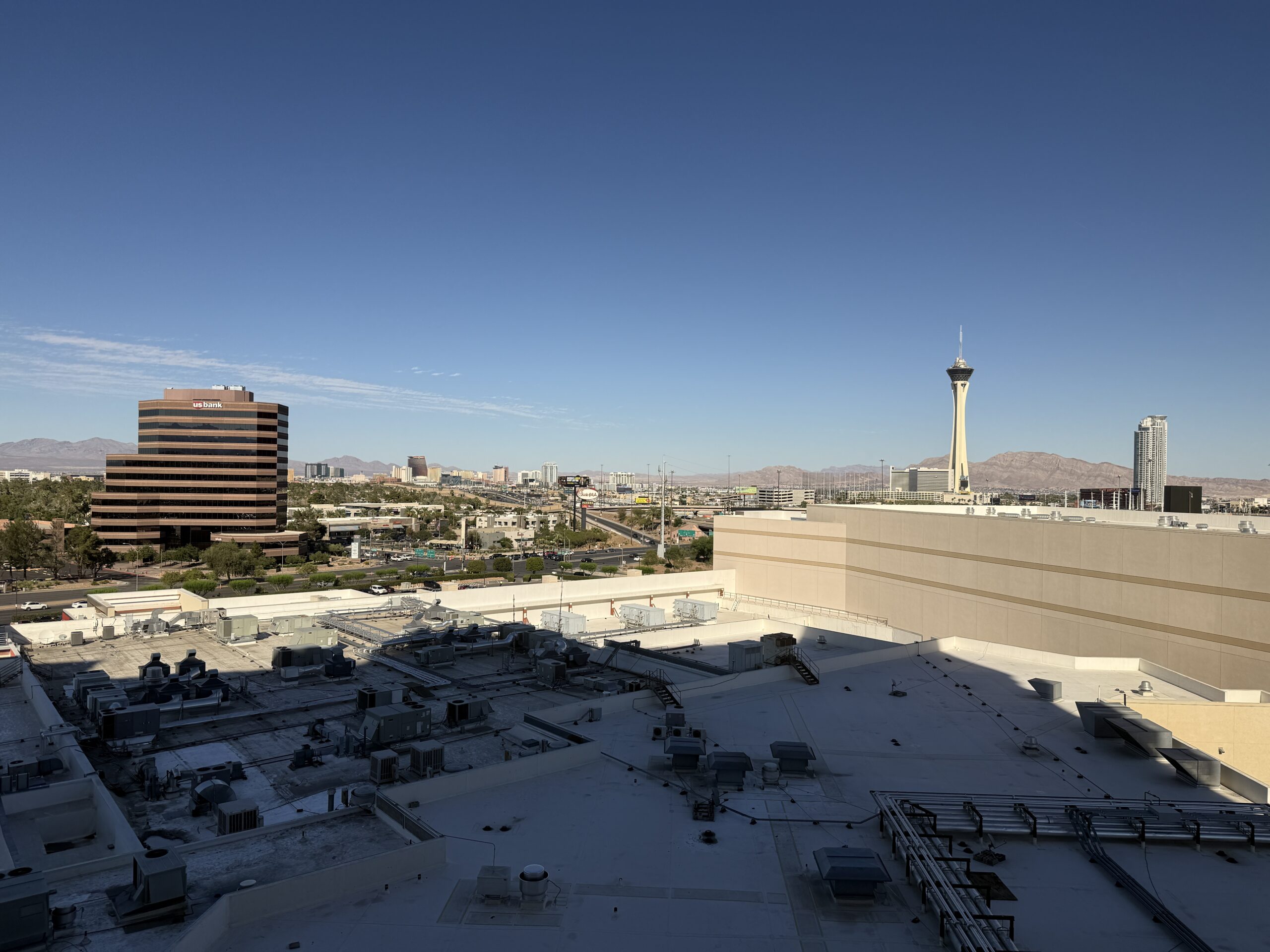 The view from my room at Palace Station, which features STRAT in the distance.
