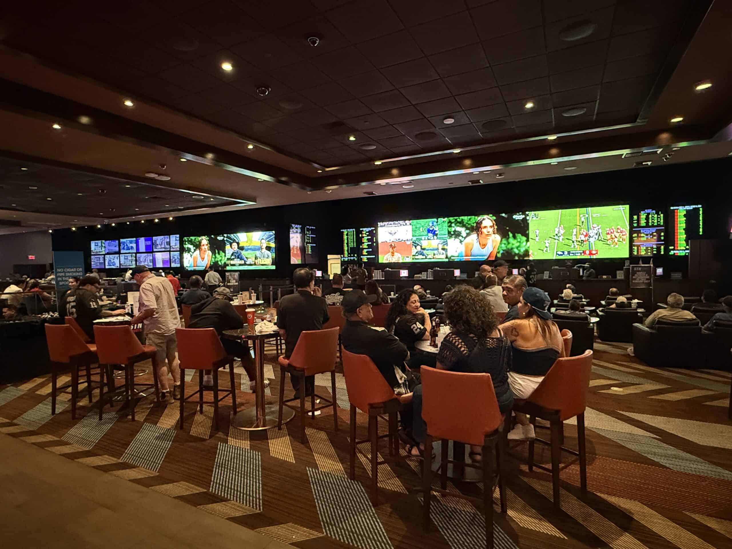 The sportsbook at Palace Station from a distance.