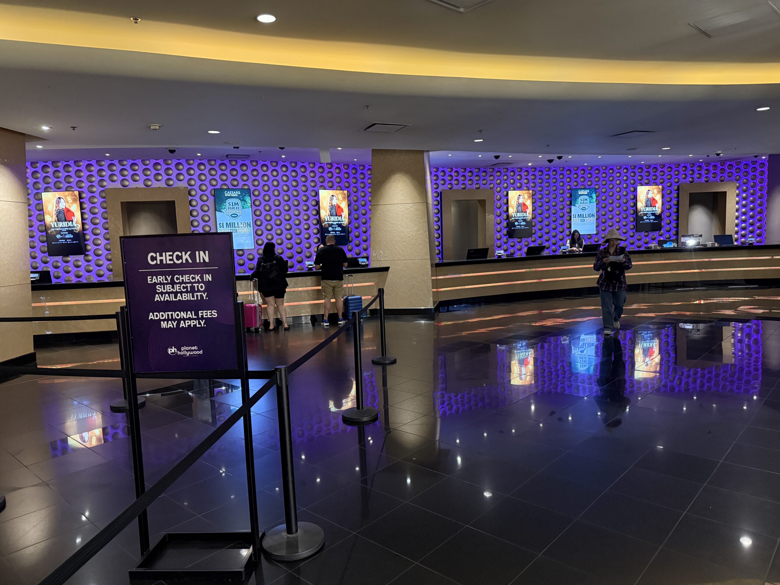 The hotel front desk at Planet Hollywood Las Vegas.
