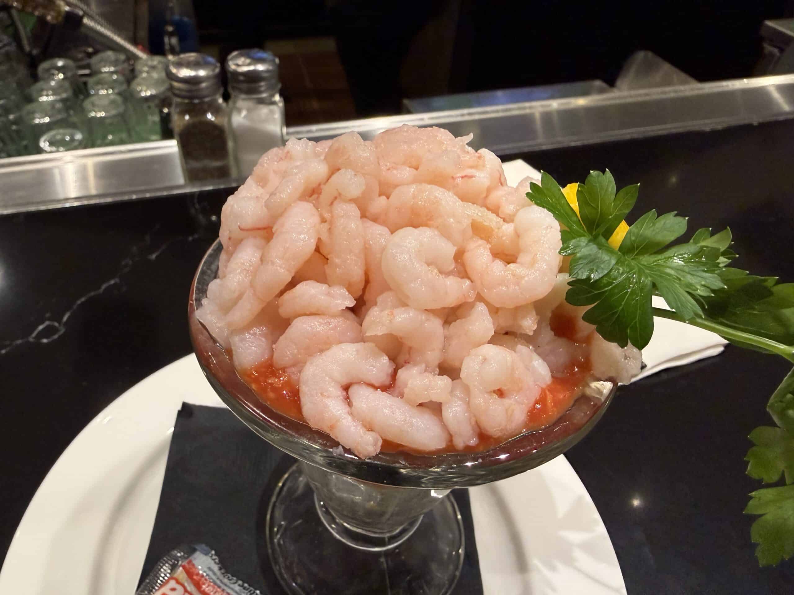 A closer look from above at hte shrimp, which are small, but plentiful.