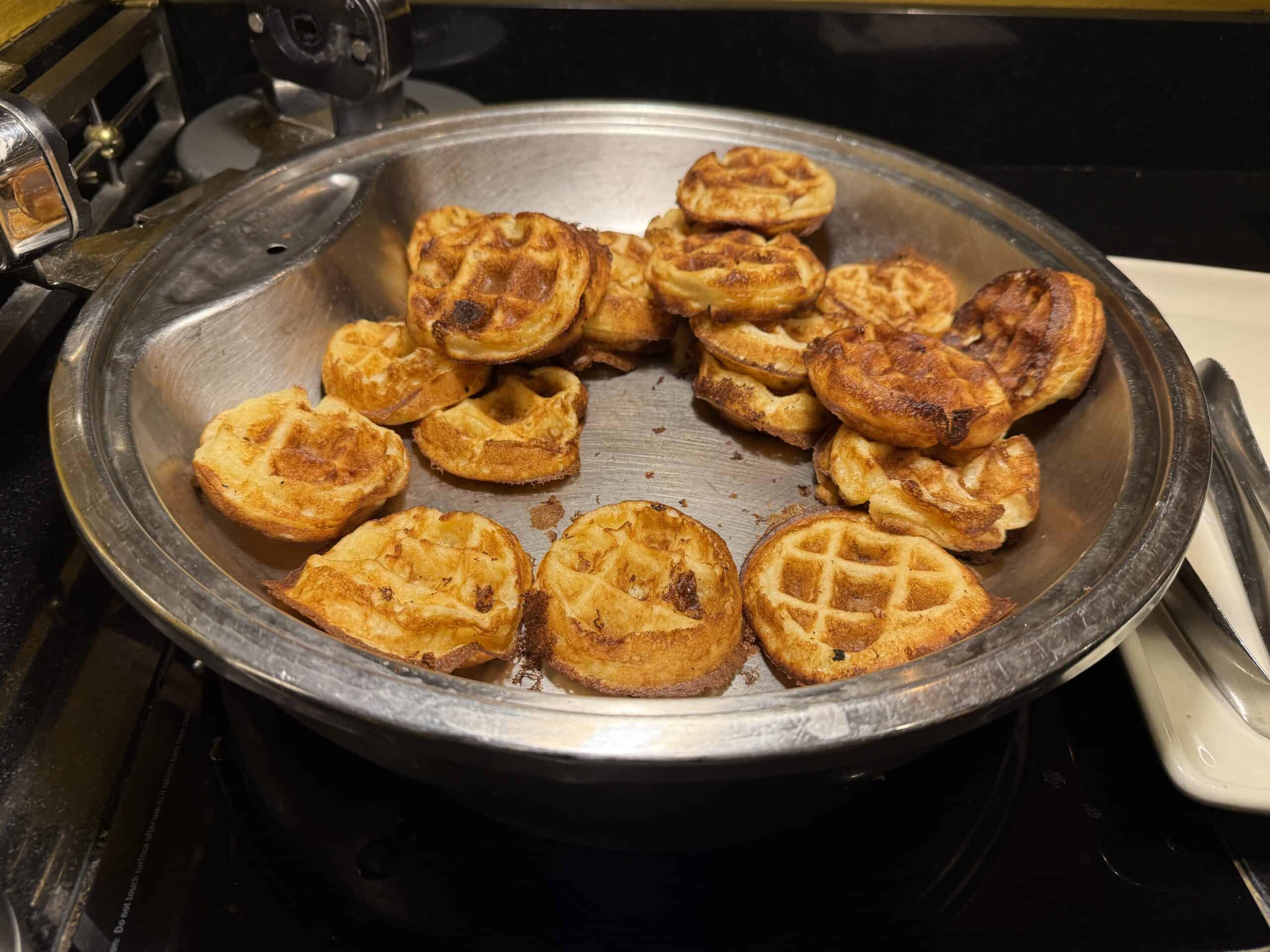 Mini waffles in the buffet.